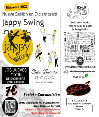 Clase Gratuita y Sesión Jappy Swing en la Sala Cha-3 en Madrid