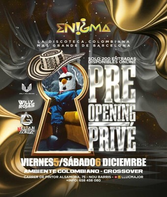 ENIGMA · PRE-OPENING PRIVÉ  en Barcelona