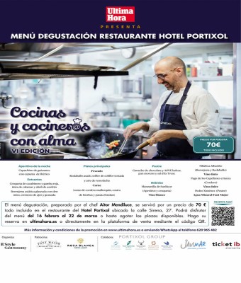 Menú degustación 'Hotel Portixol' Cocinas y cociner@s con alma 'VI edición' en Balears, Illes
