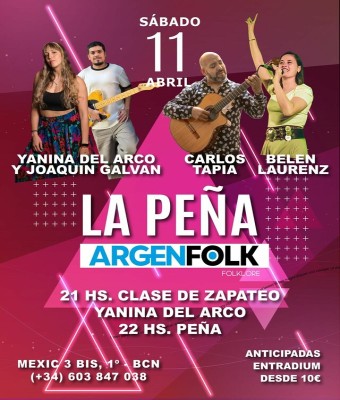 LA PEÑA de ARGENFOLK de Abril en Barcelona
