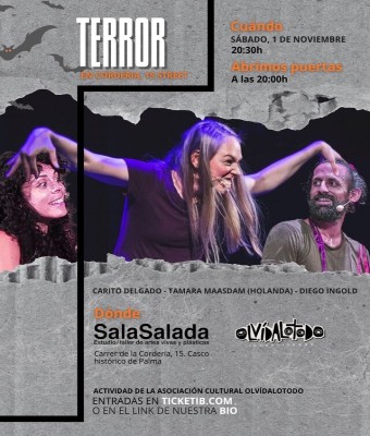 Especial Halloween Show y fieshta post función. OlvídaloTodo+Tamara Maasdam (Suecia) "MENOS PALABRAS" en Balears, Illes