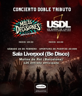TRIBUTO A EL CANTO DEL LOCO + TRIBUTO A LOS ZIGARROS en Barcelona