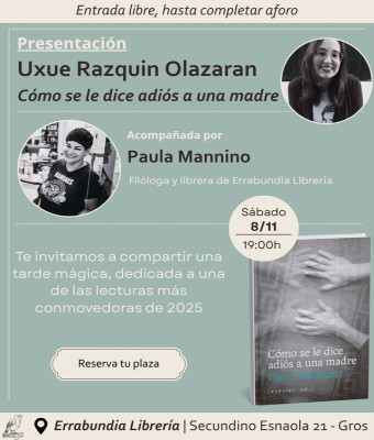 Presentación del libro «Cómo se le dice adiós a una madre» en Gipuzkoa
