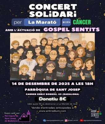 CONCERT SOLIDARI per La Marató amb GOSPEL SENTITS en Barcelona