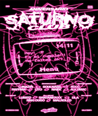 Saturno PRIMER ANIVERSARIO 23/01 en Córdoba