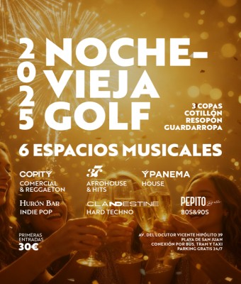 Entradas con descuento para Nochevieja Golf ’25 en Alicante en Burgos