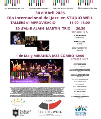 30 d’Abril + 1 de Maig 2026 Dia Internacional del Jazz en STUDIO WEIL en Balears, Illes