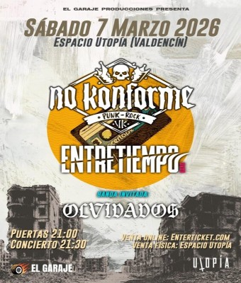 Concierto de No Konforme, Entretiempo y Olvidados en Valdencín en Cáceres