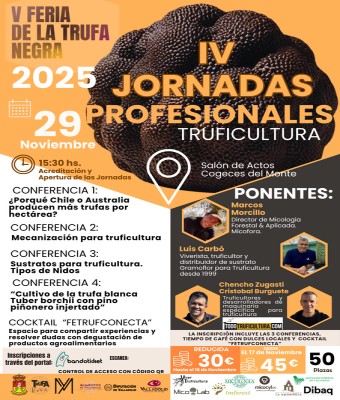IV Jornadas Profesionales de truficultura. Sábado, 29 de Noviembre en Valladolid