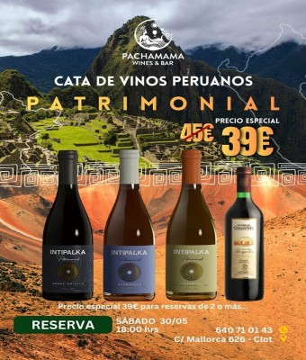 CATA DE VINOS PATRIMONIALES PERÚ en Barcelona
