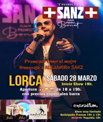 SAB. 28/3 Tributo ALEJANDRO SANZ en LORCA - Sala SILOS - MADREMÍA  en Murcia