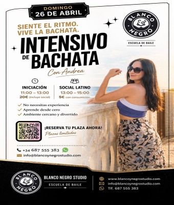 Intensivo de Bachata + Social. En Blanco y Negro Studio en Madrid