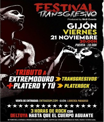 FESTIVAL TRANSGRESIVO “Tributo a Extremoduro + Tributo a Platero y Tú” en GIJON en Asturias