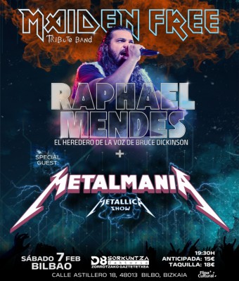 Raphael Mendes / Maiden Free (La voz de Bruce Dickinson) y Metalmania (Metallica) en Bizkaia
