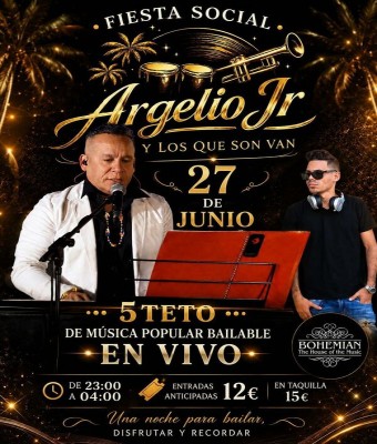 Sábado 27/6/2026 Fiesta social. Argelio Jr. Y los que son van. en Navarra