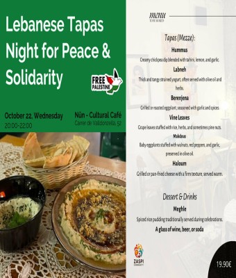 Lebanese Tapas Night for Peace & Solidarity en Barcelona