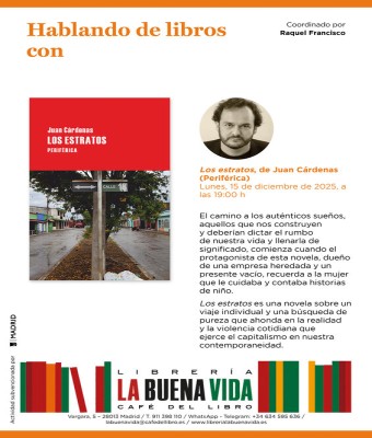 Hablando de libros con Raquel Francisco: 'Los estratos', de Juan Cárdenas (Periférica) en Madrid