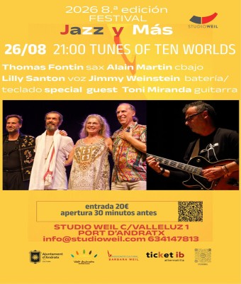 Festival Jazz y Más 2026 8a edición 26/08  21:00 TUNES OF TEN WORLDS en Balears, Illes