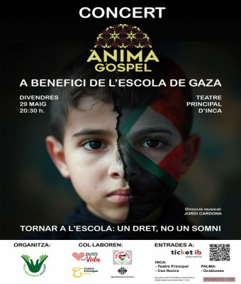 CONCERT D'ÀNIMA GÒSPEL a benefici de l' ESCOLA DE GAZA en Balears, Illes