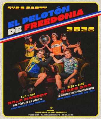 El pelotón de Freedonia 2026 NYE party en Barcelona