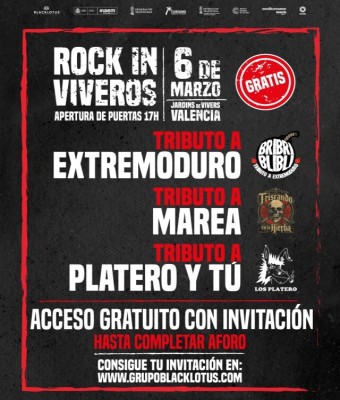 ROCK IN VIVEROS - Tardeo con tributos a Extremoduro, Marea y Platero y Tu en Valencia