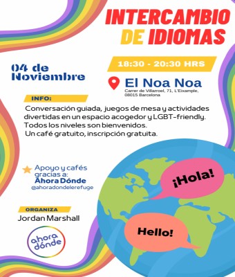 Intercambio de idiomas Ahora Dónde + LGTBCN en Barcelona