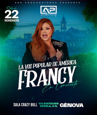 Francy - La Voz Popular de América - Génova en Sala Crazy Bull