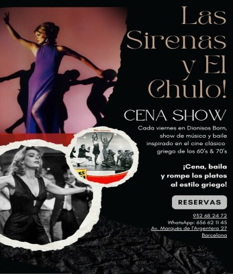 Cena griega en Dionisos Born con espectáculo de baile en Barcelona