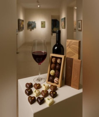 Arte y Sabor: Vino, Bombones Artesanos y recorrido por galería de arte en Madrid