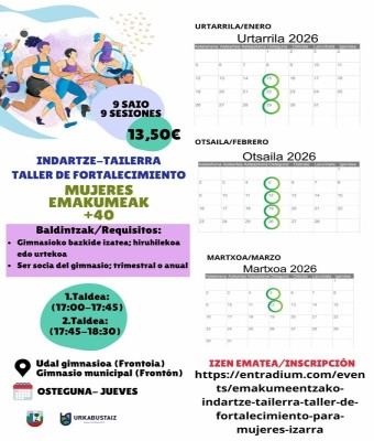 EMAKUMEENTZAKO INDARTZE TAILERRA - TALLER DE FORTALECIMIENTO PARA MUJERES en Araba/Álava