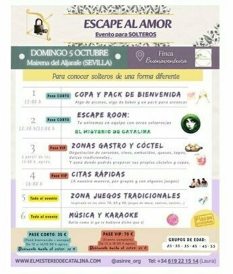 ESCAPE AL AMOR (Evento para solteros)  en Sevilla