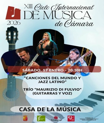 CICLO DE MÚSICA DE CÁMARA 2026 - Sábado, 17 enero “TRÍO DIFULVIO" en Jaén
