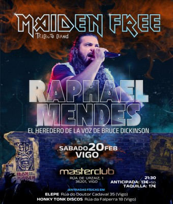 Raphael Mendes (La voz de Bruce Dickinson) con Maiden Free (Iron Maiden) en Pontevedra