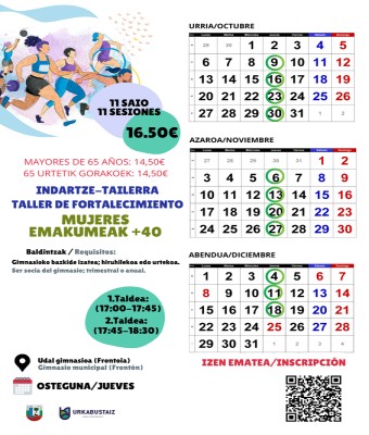 EMAKUMEENTZAKO INDARTZE TAILERRA - TALLER DE FORTALECIMIENTO PARA MUJERES en Araba/Álava
