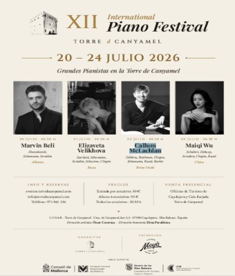 Abono 4 conciertos XII International Piano Festival Torre de Canyamel  en Balears, Illes