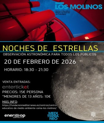 Noche de estrellas en CEMA Los Molinos (Crevillent) del 20 de febrero de 2026 en Alicante