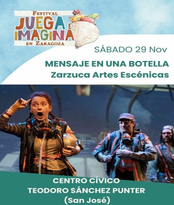 MENSAJE EN UNA BOTELLA. Zarzuca Artes Escénicas. Centro Cívico Teodoro Sánchez Punter (San José). FESTIVAL JUEGA E IMAGINA EN ZARAGOZA.