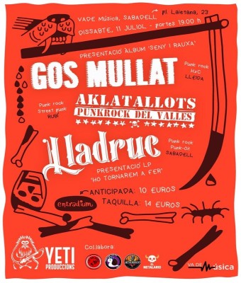 Concert Gos Mullat + Aklatallots + Lladruc en Barcelona
