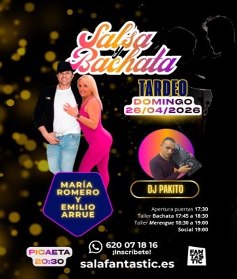 Tardeo Bachata&Merengue - TALLER María Romero & Emilio Arrue - Dj Pakito en Valencia