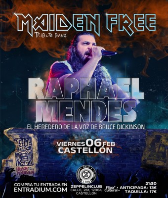 Raphael Mendes (La voz de Bruce Dickinson) con Maiden Free (Iron Maiden) en Castellón/Castelló