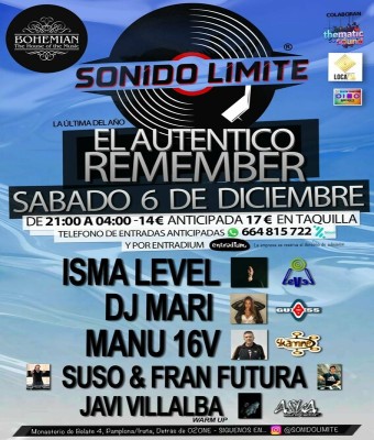SÁBADO 6/12/2025 Sonido Límite. El auténtico remember en Navarra