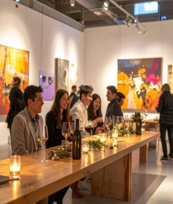 Cata de vinos en galeria de arte: 4 copas + sorteo de obra original + Exposicion guiada por pintor en Madrid
