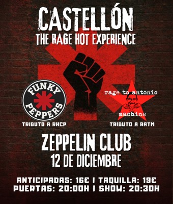 THE RAGE HOT EXPERIENCE - FUNKY PEPPERS (Tributo a Red Hot Chili Peppers)  +  RAGE TO ANTONIO MACHINE (Tributo a Rage Against The Machine) en Castellón/Castelló