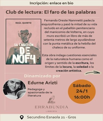 Club de lectura: El faro de las palabras - Sábado 24/01 - 16:00 a 18:00 en Gipuzkoa