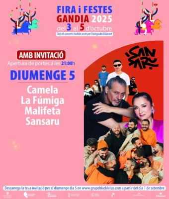Ferias de Gandia 2025 - Camela, La Fúmiga y Malifeta en Valencia