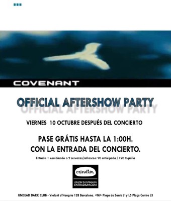 COVENANT OFFICIAL AFTERSHOW PARTY en Barcelona