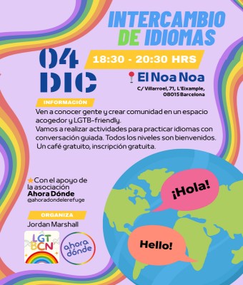 Intercambio de idiomas Ahora Dónde + LGTBCN en Barcelona