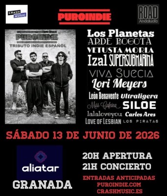 CONCIERTO PUROINDIE TRIBUTO AL INDIE ESPAÑOL-GRANADA-SALA ALIATAR-SÁBADO 13 DE JUNIO