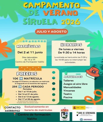 CAMPAMENTO (1º PERIODO JULIO ‘26) EN SIRUELA en Badajoz
