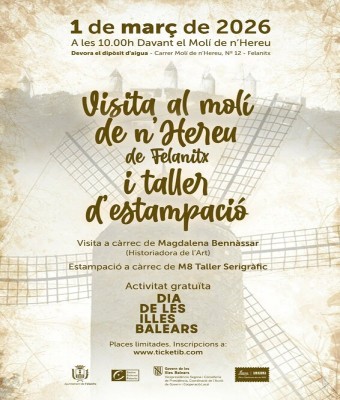 Visita al molí de n'Hereu de Felanitx i taller d'estampació en Balears, Illes